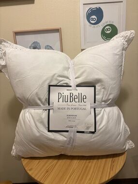 PiuBelle White Euro Sham Pillows - Made in Portugal